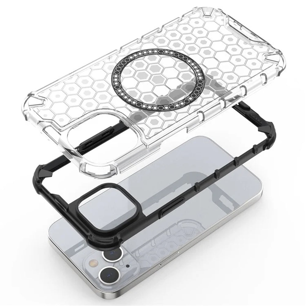MagSafe-deksel for Apple iPhone 14, Techsuit, HoneyComb Shield, hvit