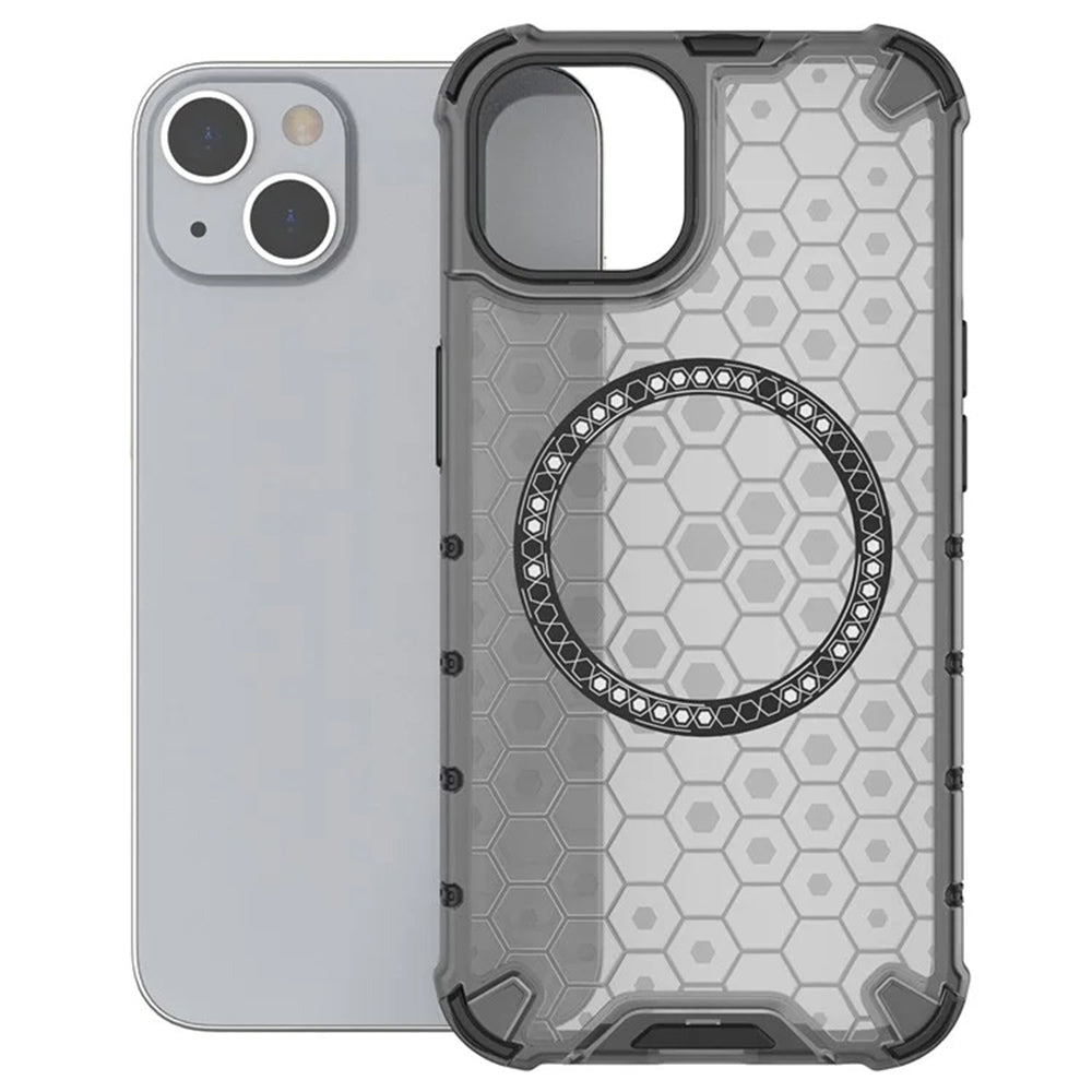 MagSafe-deksel for Apple iPhone 14, Techsuit, HoneyComb Shield, Svart