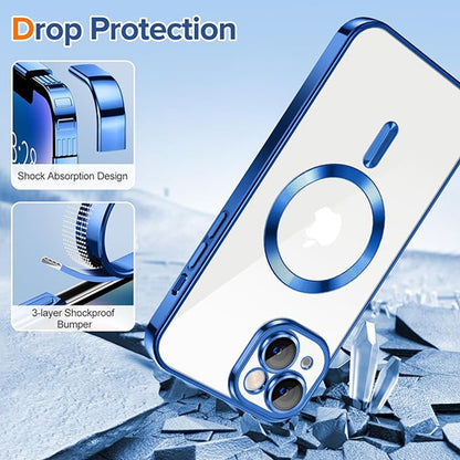 MagSafe-deksel for Apple iPhone 14, Techsuit, Luxury Crystal, Mørk blå