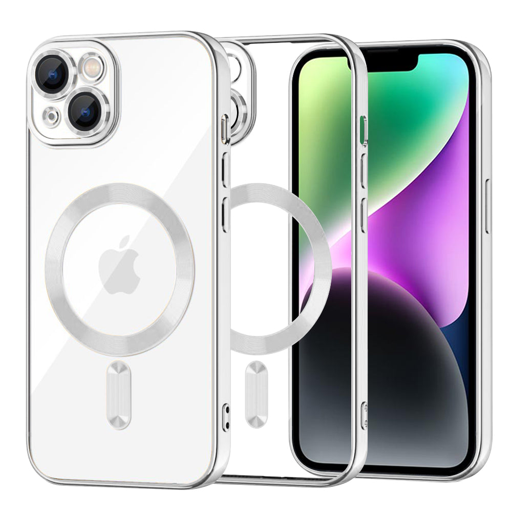 MagSafe-deksel for Apple iPhone 14, Techsuit, Luxury Crystal, Sølv