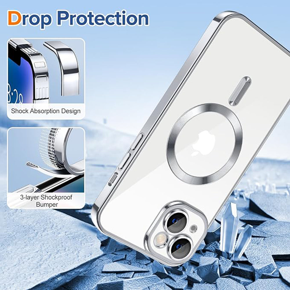 MagSafe-deksel for Apple iPhone 14, Techsuit, Luxury Crystal, Sølv
