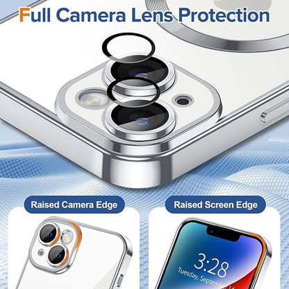 MagSafe-deksel for Apple iPhone 14, Techsuit, Luxury Crystal, Sølv