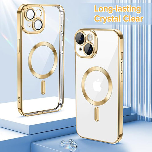 MagSafe-deksel for Apple iPhone 14, Techsuit, Luxury Crystal, Gullfarget