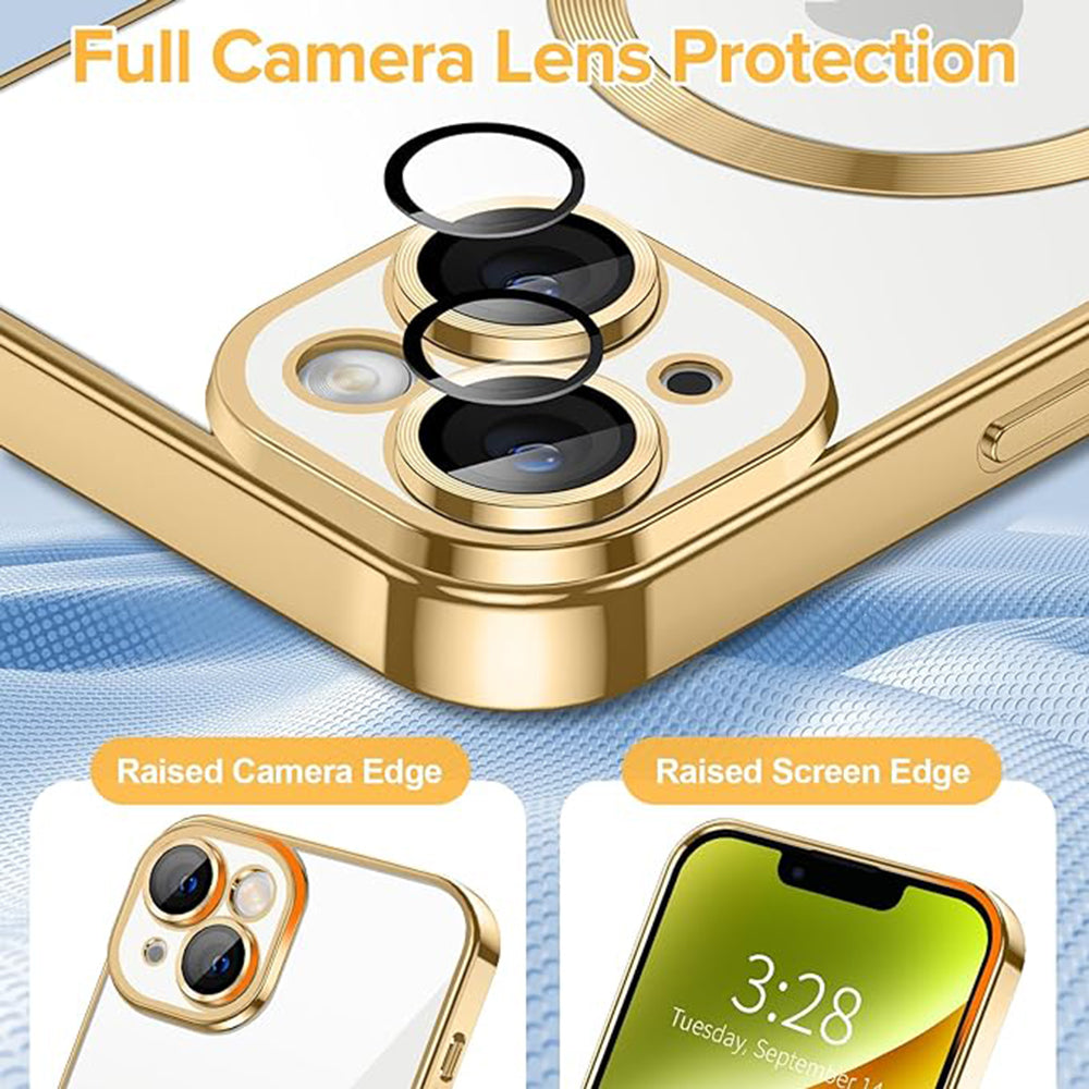 MagSafe-deksel for Apple iPhone 14, Techsuit, Luxury Crystal, Gullfarget