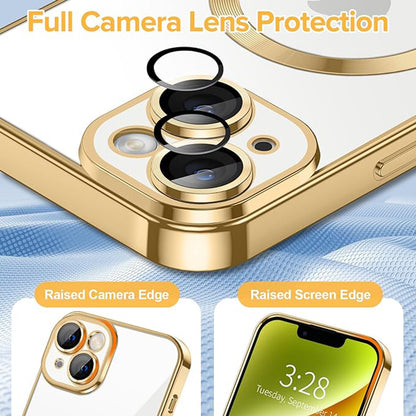 MagSafe-deksel for Apple iPhone 14, Techsuit, Luxury Crystal, Gullfarget