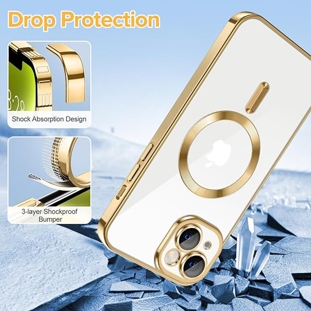 MagSafe-deksel for Apple iPhone 14, Techsuit, Luxury Crystal, Gullfarget