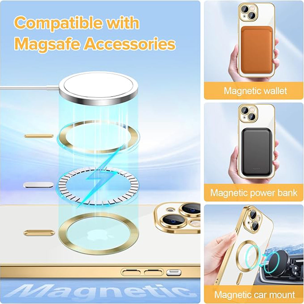 MagSafe-deksel for Apple iPhone 14, Techsuit, Luxury Crystal, Gullfarget