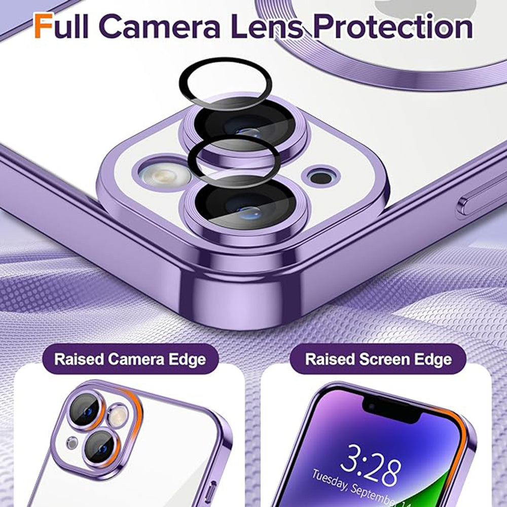 MagSafe-deksel for Apple iPhone 14, Techsuit, Luxury Crystal, Lys lilla