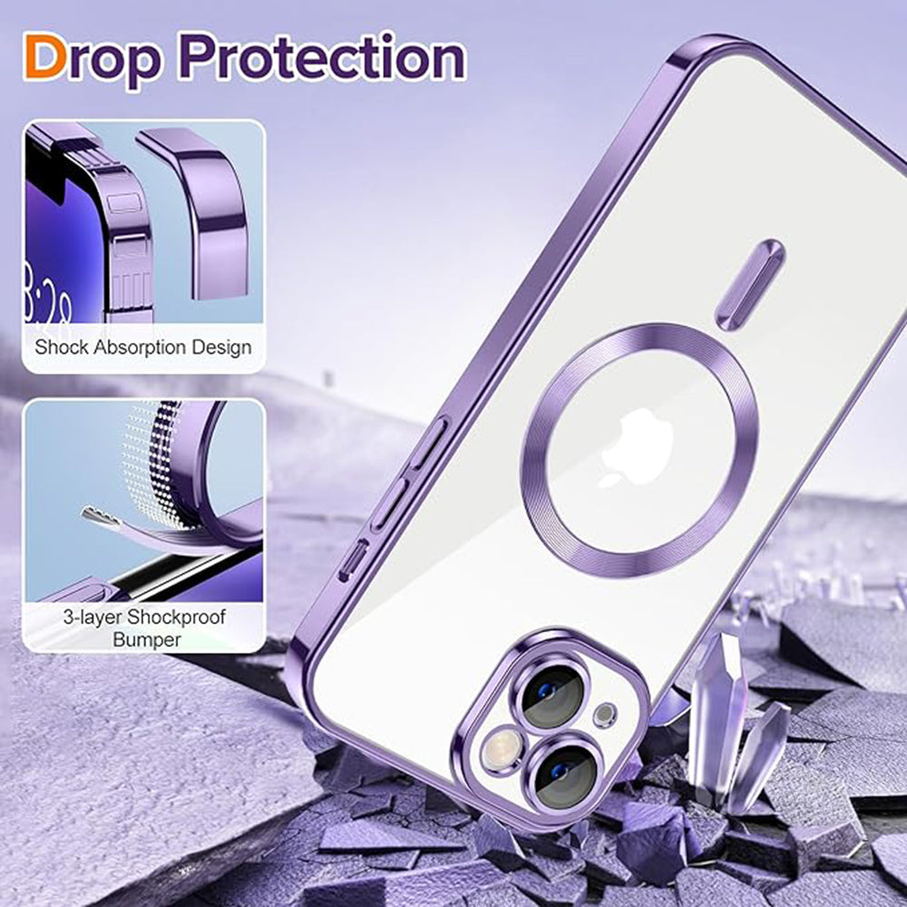 MagSafe-deksel for Apple iPhone 14, Techsuit, Luxury Crystal, Lys lilla