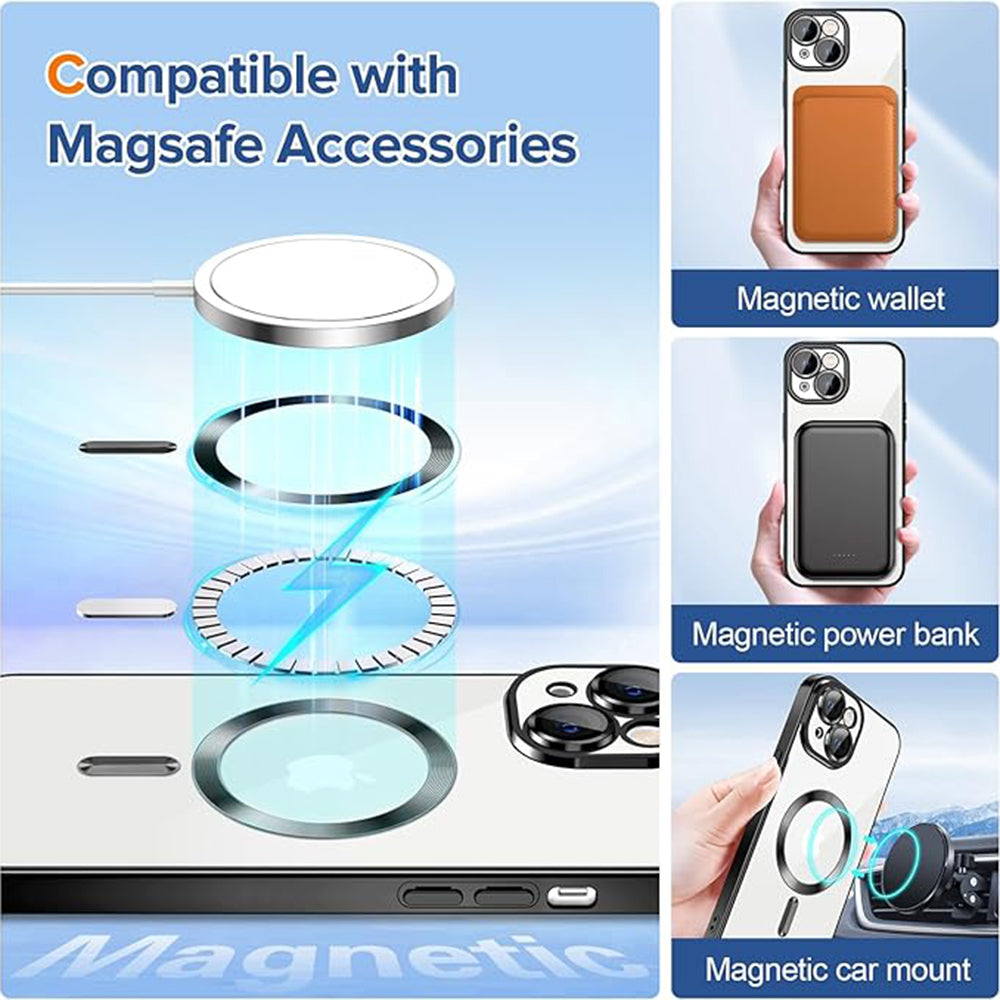 MagSafe-deksel for Apple iPhone 14, Techsuit, Luxury Crystal, Svart