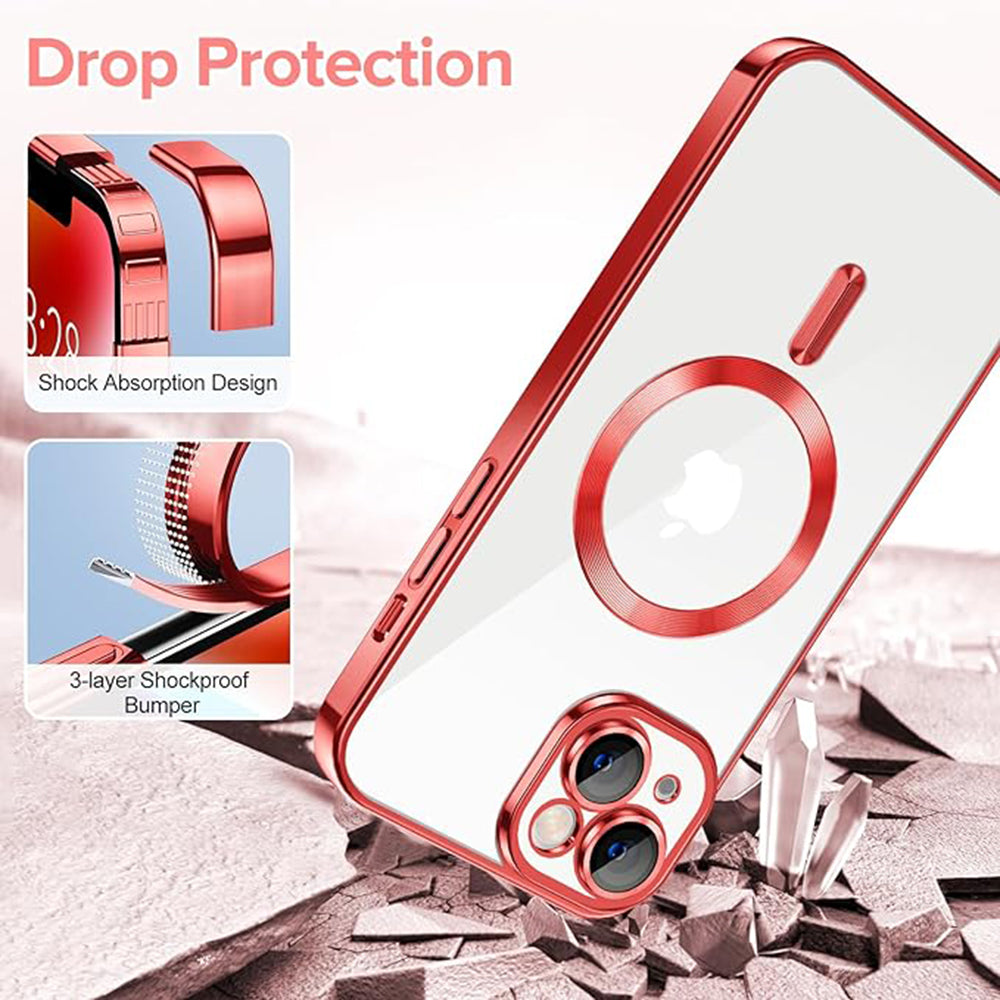 MagSafe-deksel for Apple iPhone 14, Techsuit, Luxury Crystal, Rød