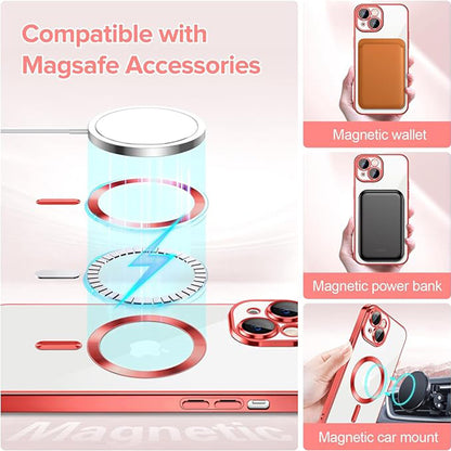 MagSafe-deksel for Apple iPhone 14, Techsuit, Luxury Crystal, Rød