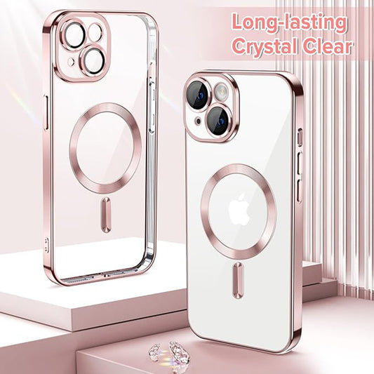 MagSafe-deksel for Apple iPhone 14, Techsuit, Luxury Crystal, Rosa
