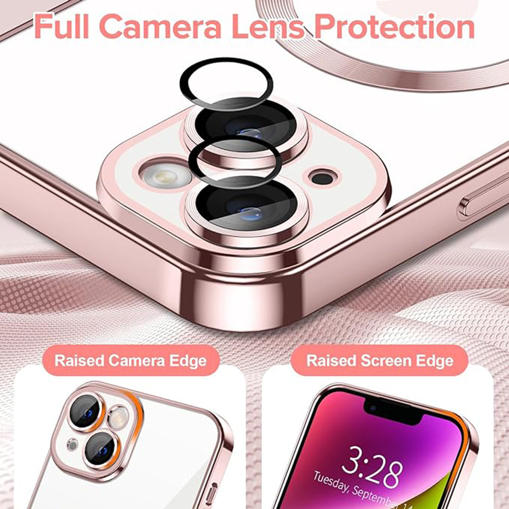 MagSafe-deksel for Apple iPhone 14, Techsuit, Luxury Crystal, Rosa