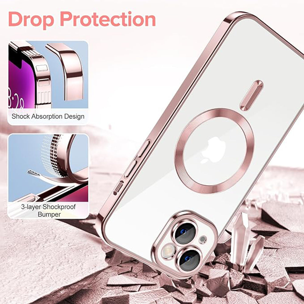 MagSafe-deksel for Apple iPhone 14, Techsuit, Luxury Crystal, Rosa