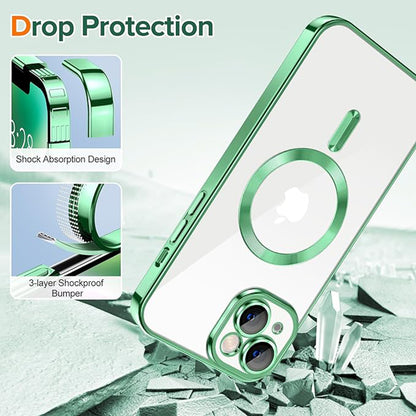 MagSafe-deksel for Apple iPhone 14, Techsuit, Luxury Crystal, Lys grønn