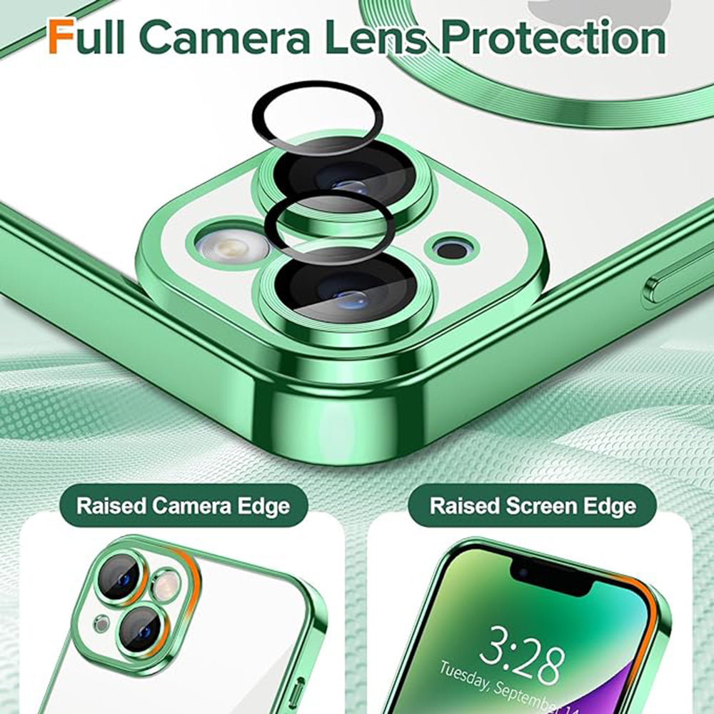 MagSafe-deksel for Apple iPhone 14, Techsuit, Luxury Crystal, Lys grønn