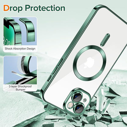 MagSafe-deksel for Apple iPhone 14, Techsuit, Luxury Crystal, Mørkegrønn