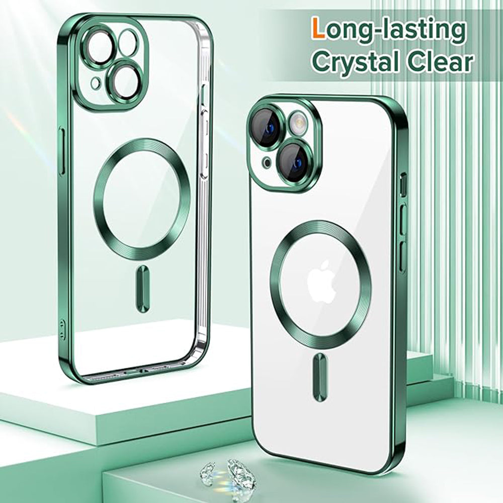 MagSafe-deksel for Apple iPhone 14, Techsuit, Luxury Crystal, Mørkegrønn