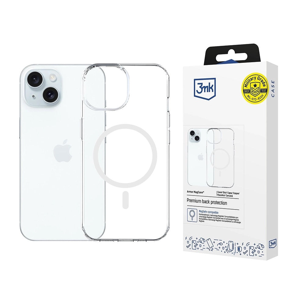 MagSafe-deksel for Apple iPhone 15, 3MK, Armor MagCase, Transparent