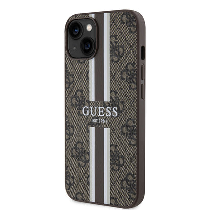 MagSafe-deksel for Apple iPhone 15, Guess, 4G Printed Stripes, Brun