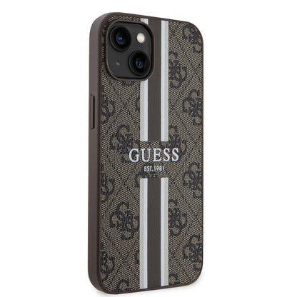 MagSafe-deksel for Apple iPhone 15, Guess, 4G Printed Stripes, Brun