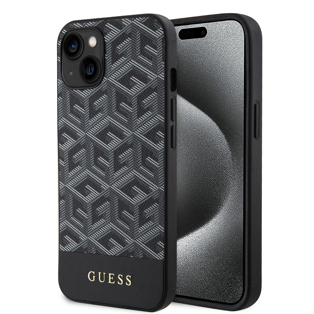 MagSafe deksel for Apple iPhone 15, Guess, GCube Stripes, Svart
