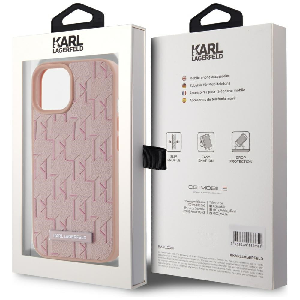 MagSafe-deksel for Apple iPhone 15, Karl Lagerfeld, Hot Stamp, Rosa