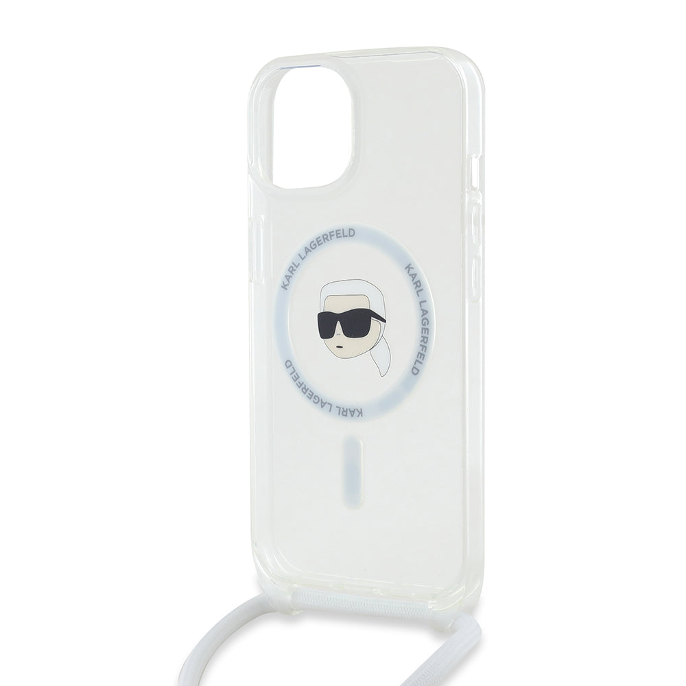 MagSafe-deksel for Apple iPhone 15, Karl Lagerfeld, IML Crossbody Karl's Head, Gjennomsiktig