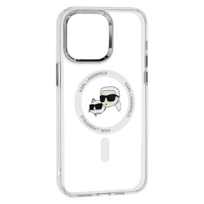 MagSafe-deksel for Apple iPhone 15, Karl Lagerfeld, IML Metal Karl & Choupette's Heads, Gjennomsiktig