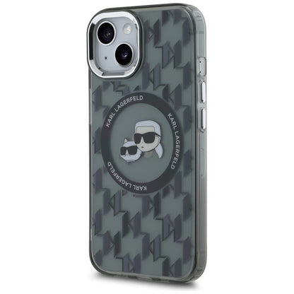 MagSafe-deksel for Apple iPhone 15, Karl Lagerfeld, IML Monogram Karl & Choupette's Heads, Svart