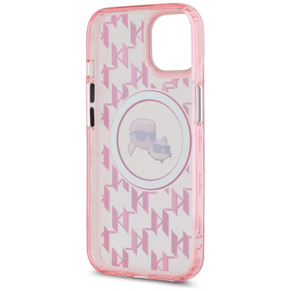 MagSafe-deksel for Apple iPhone 15, Karl Lagerfeld, IML Monogram Karl & Choupette's Heads, Rosa