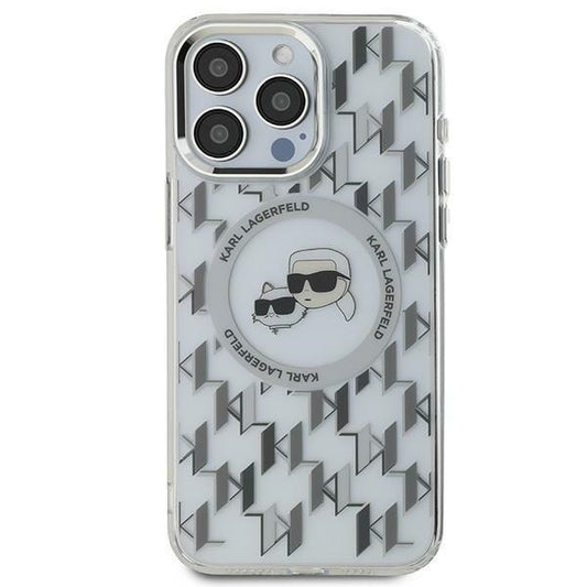MagSafe-deksel for Apple iPhone 15, Karl Lagerfeld, IML Monogram Karl & Choupette's Heads, Gjennomsiktig