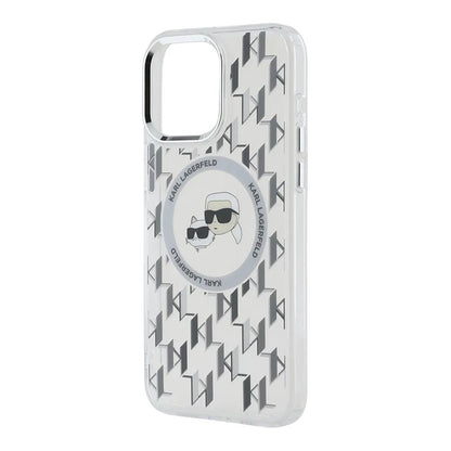 MagSafe-deksel for Apple iPhone 15, Karl Lagerfeld, IML Monogram Karl & Choupette's Heads, Gjennomsiktig