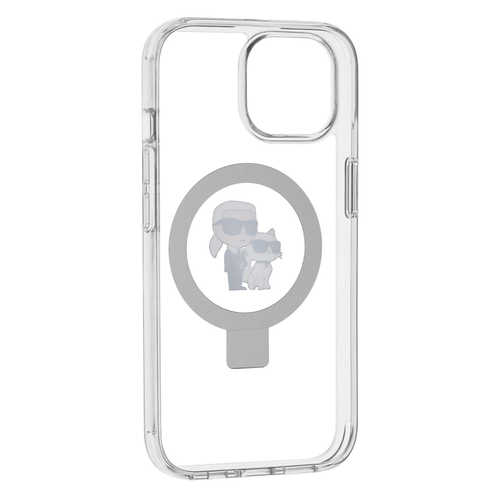MagSafe-deksel for Apple iPhone 15, Karl Lagerfeld, Ring Stand Karl & Choupette, Hvit