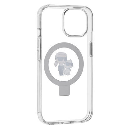MagSafe-deksel for Apple iPhone 15, Karl Lagerfeld, Ring Stand Karl & Choupette, Hvit