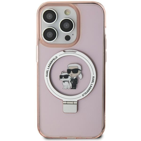 MagSafe-deksel for Apple iPhone 15, Karl Lagerfeld, Ring Stand Karl & Choupette, Rosa