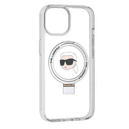 MagSafe-deksel for Apple iPhone 15, Karl Lagerfeld, Ring Stand Karl's Head, Hvit