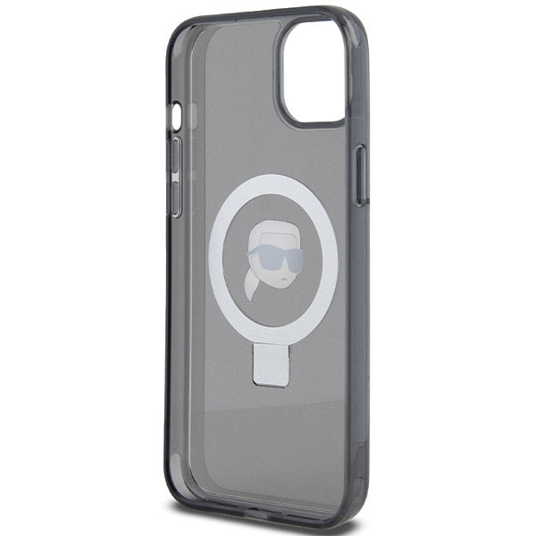 MagSafe-deksel for Apple iPhone 15, Karl Lagerfeld, Ring Stand Karl's Head, Svart