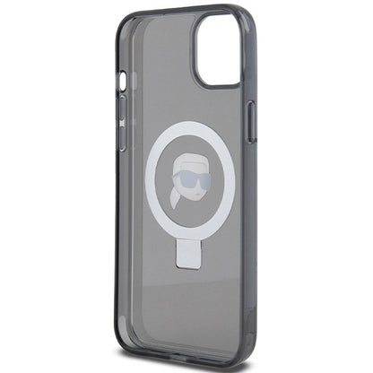 MagSafe-deksel for Apple iPhone 15, Karl Lagerfeld, Ring Stand Karl's Head, Svart