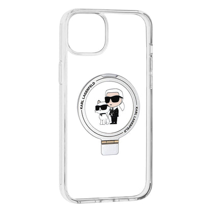 MagSafe deksel for Apple iPhone 15 Plus, Karl Lagerfeld, Ringstand Karl and Choupette, Hvit