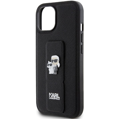 MagSafe-deksel for Apple iPhone 15, Karl Lagerfeld, Saffiano Gripstand Karl & Choupette, Svart