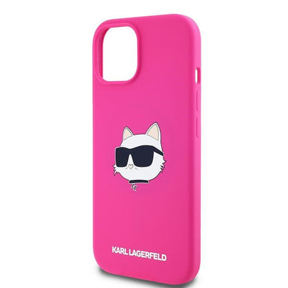 MagSafe-deksel for Apple iPhone 15, Karl Lagerfeld, Silicone Choupette's Head, Fuchsia