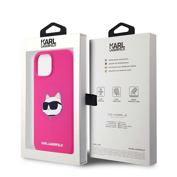 MagSafe-deksel for Apple iPhone 15, Karl Lagerfeld, Silicone Choupette's Head, Fuchsia