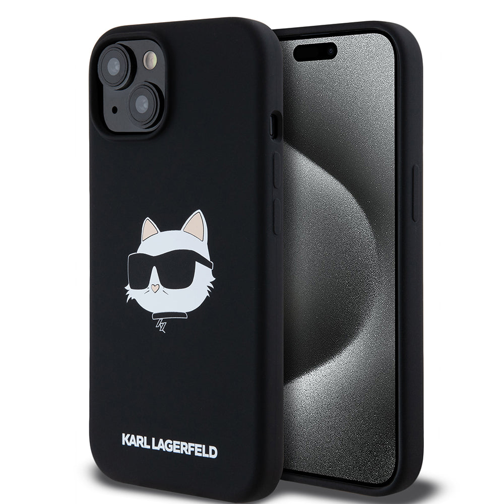 MagSafe-deksel for Apple iPhone 15, Karl Lagerfeld, Silicone Choupette's Head, Svart