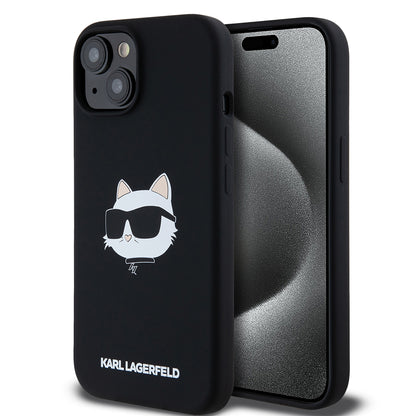 MagSafe-deksel for Apple iPhone 15, Karl Lagerfeld, Silicone Choupette's Head, Svart