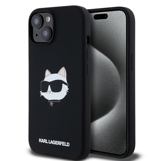 MagSafe-deksel for Apple iPhone 15, Karl Lagerfeld, Silicone Choupette's Head, Svart