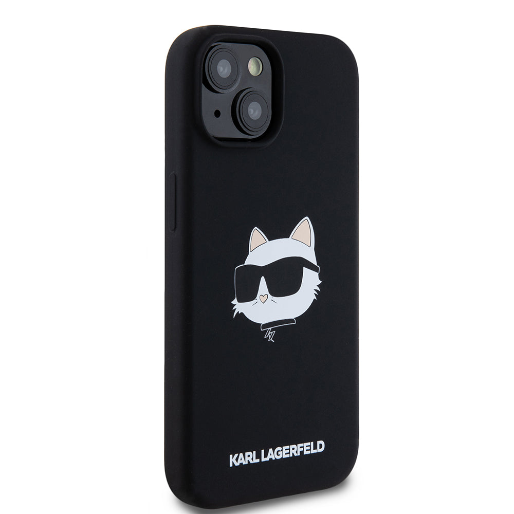 MagSafe-deksel for Apple iPhone 15, Karl Lagerfeld, Silicone Choupette's Head, Svart