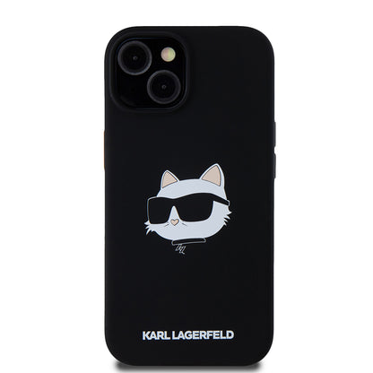MagSafe-deksel for Apple iPhone 15, Karl Lagerfeld, Silicone Choupette's Head, Svart