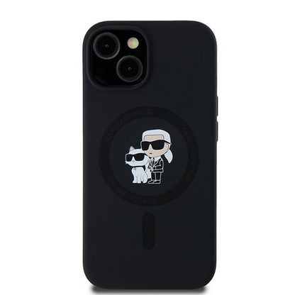 MagSafe-deksel for Apple iPhone 15, Karl Lagerfeld, Silicone Karl & Choupette, Svart